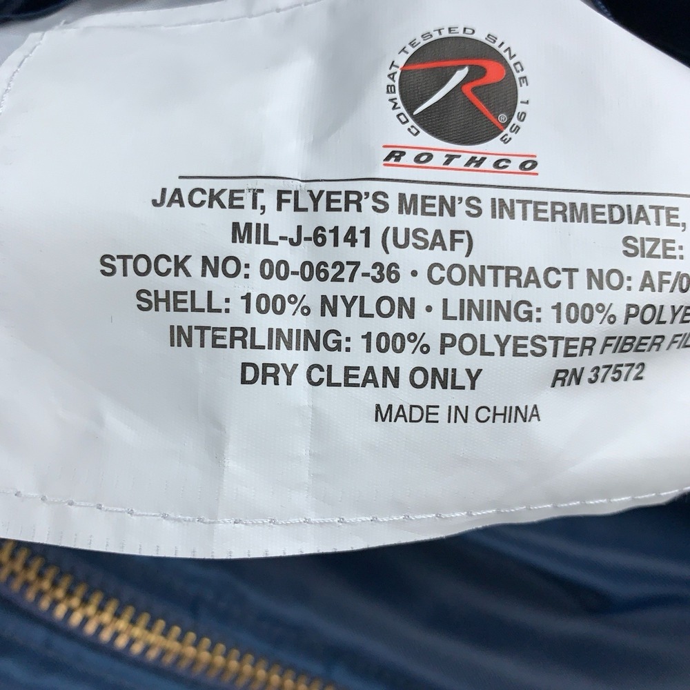 Rothco MA-1 Flight Jacket Mens Medium Ultra Force Blue Flag - Picture 3 of 13